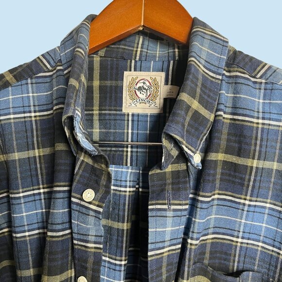 Cinch Shirt Mens Large Black Blue Button Down Check Plaid Embroidered Logo - Picture 4 of 7